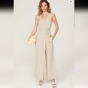 Rosetta Getty Collective Oatmeal Apron Linen Beige Jumpsuit Size 6